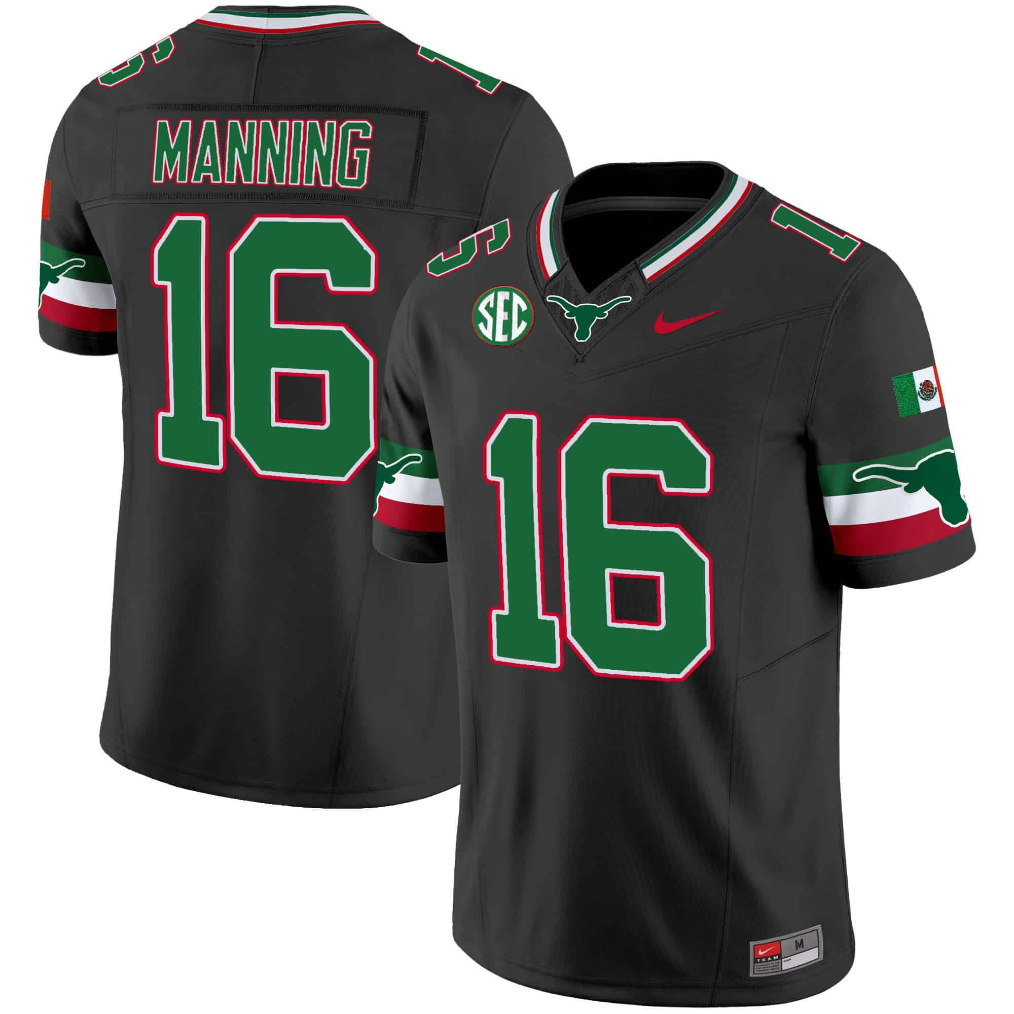 Men Texas Longhorns #16 Manning Black 2024 Nike Mexico SEC Patch Vapor NCAA Jersey->indianapolis colts->NFL Jersey